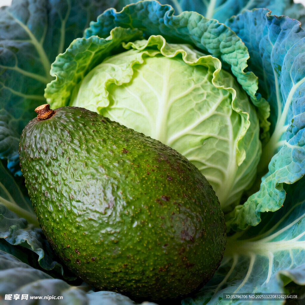 牛油果与卷心菜的新鲜组合