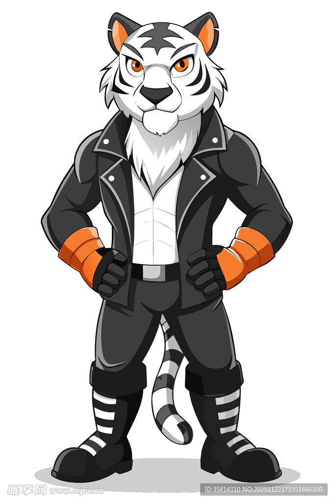 穿皮衣的酷炫老虎形象