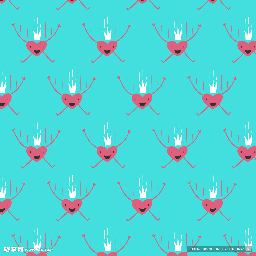 蓝底红心火焰图案背景