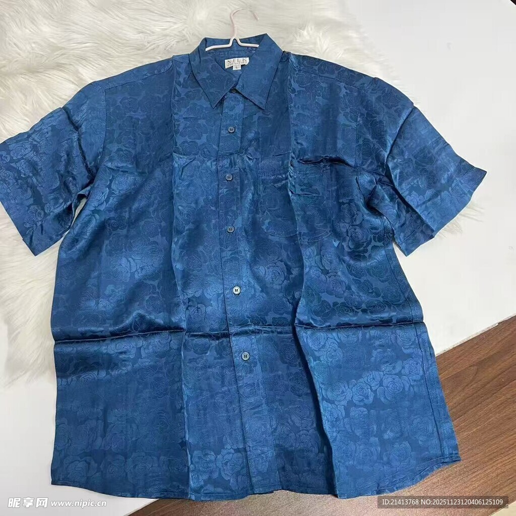 蓝色短袖衬衫展示