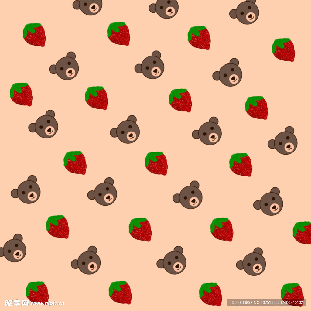 小熊草莓图案背景