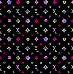 多彩几何花卉黑色背景图案