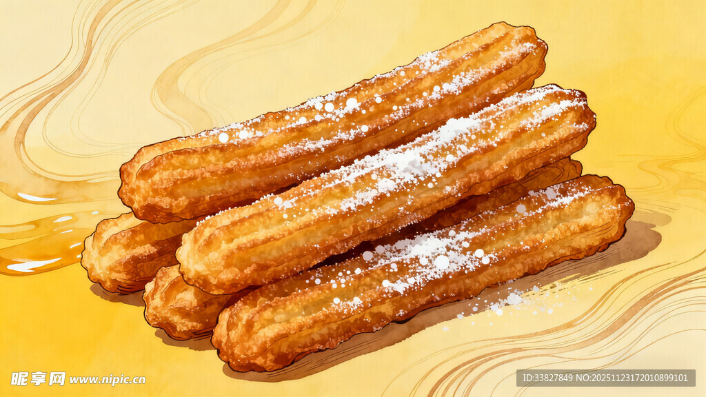 美味西班牙油条撒糖粉