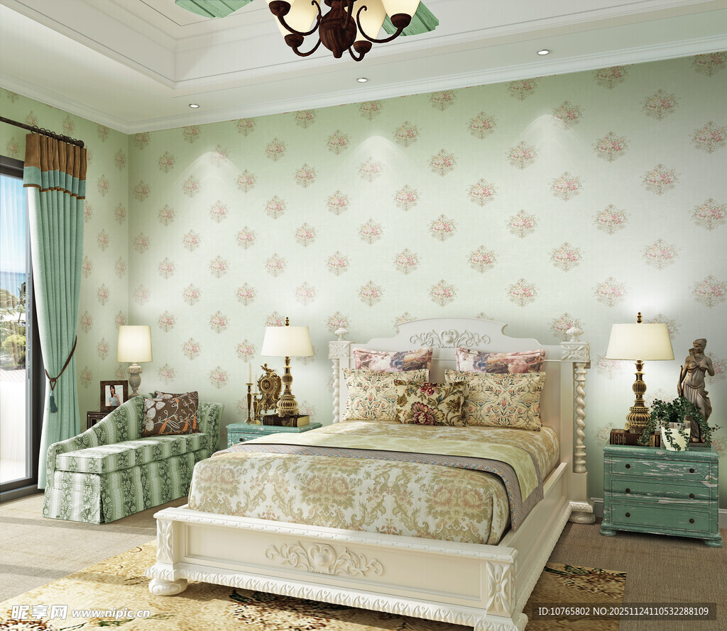 温馨典雅的卧室室内场景