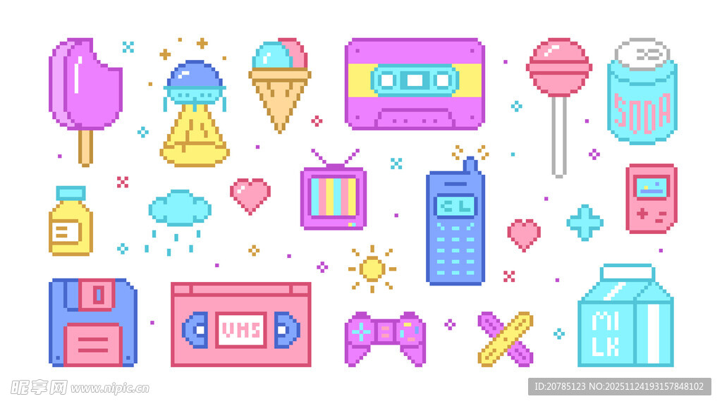 多彩复古风卡通元素集合