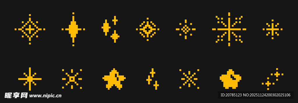 金色几何雪花装饰元素