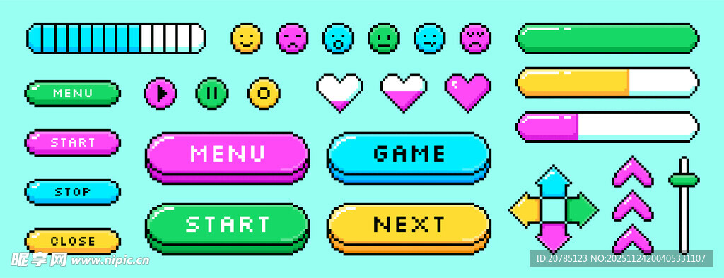 多彩扁平风网页按钮元素