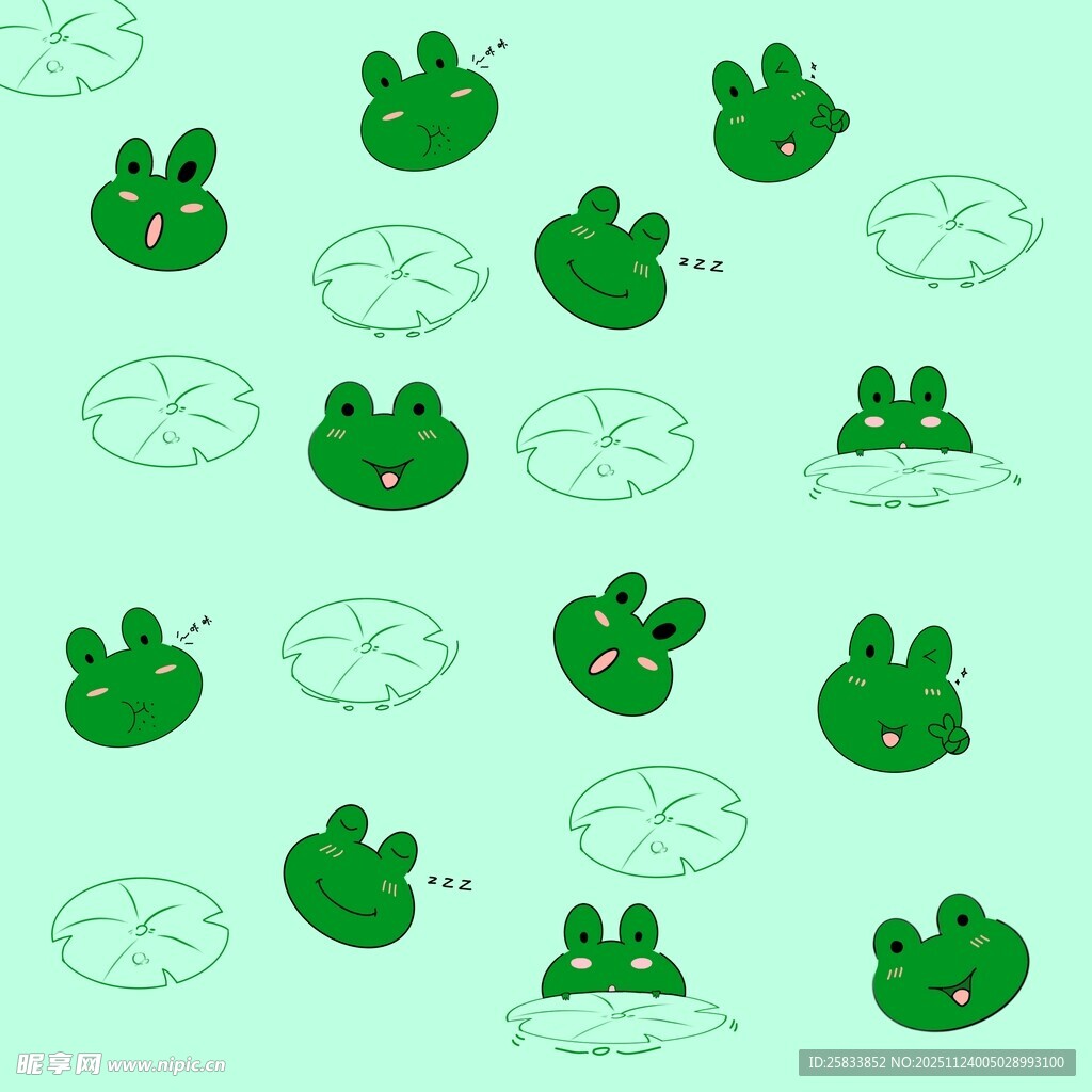 青蛙荷叶图案背景设计