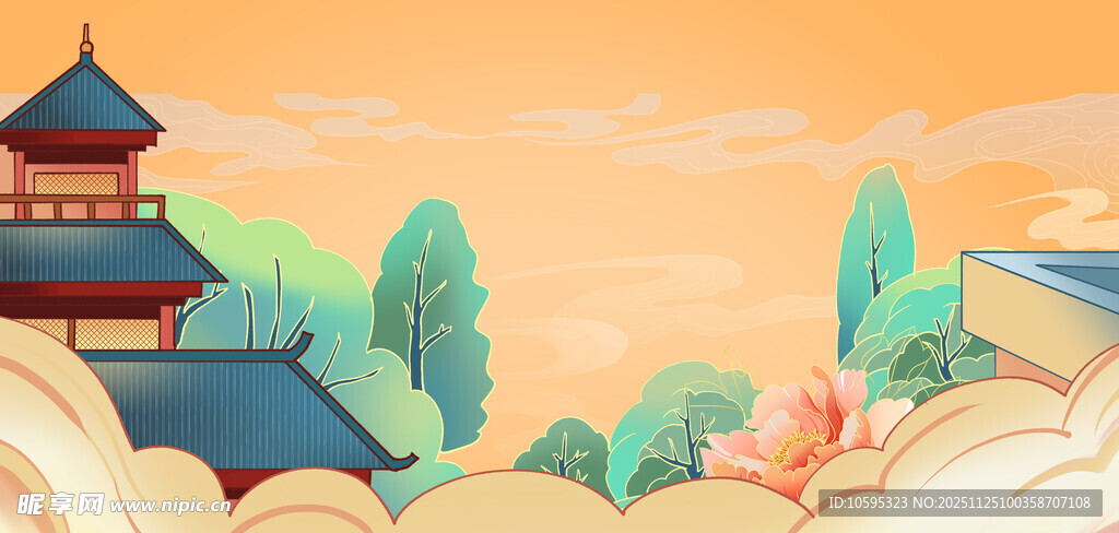 古风楼阁山林美景图