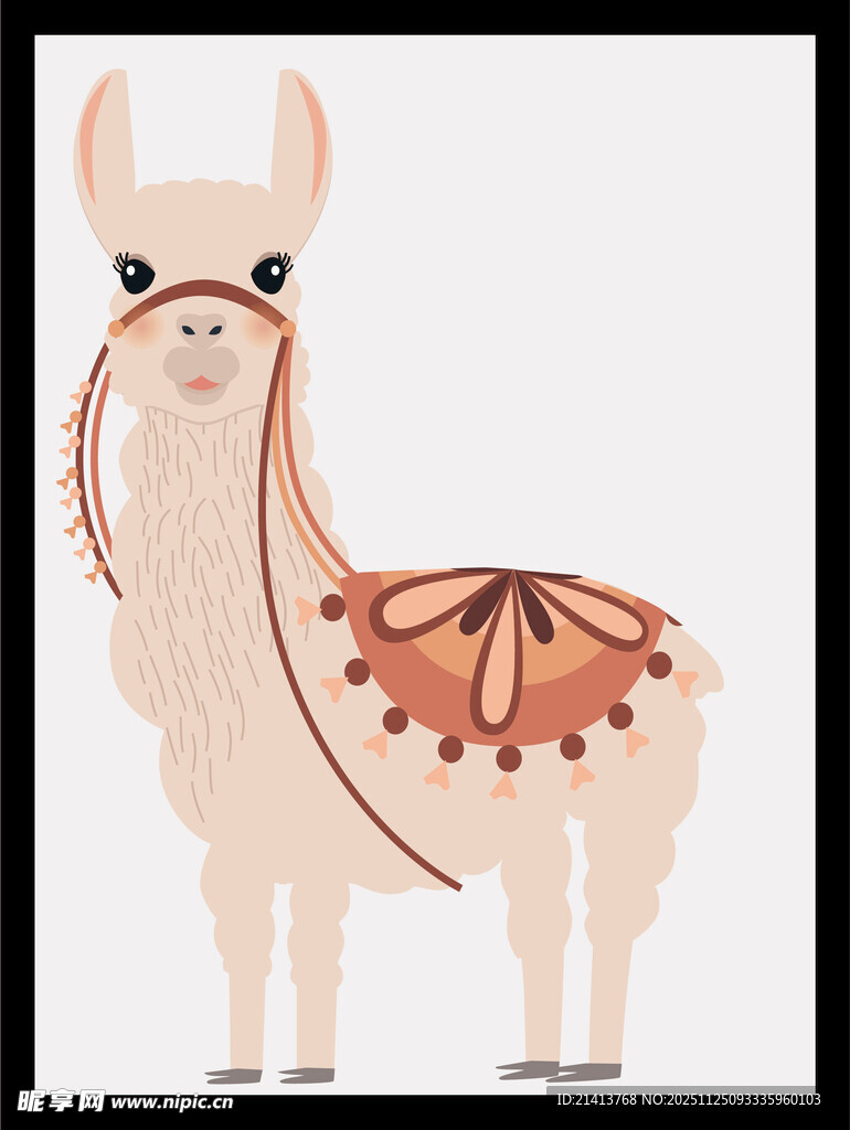 可爱卡通风格的装饰羊驼