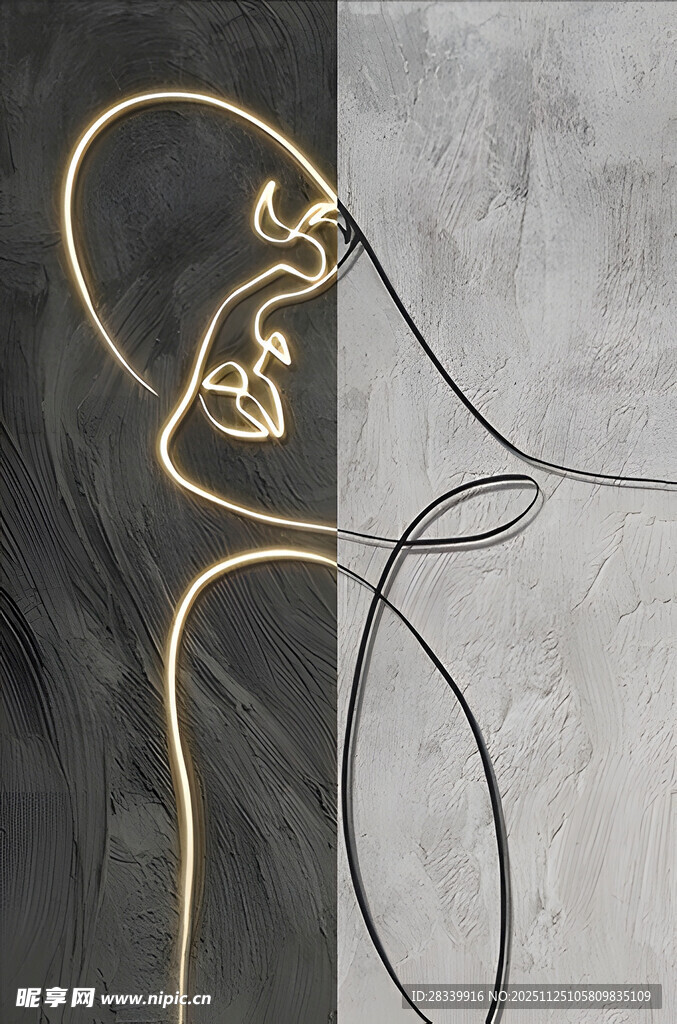 抽象线条勾勒的人物轮廓