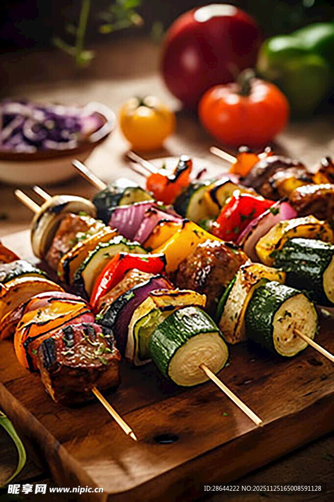 多彩蔬菜串美味烧烤食材