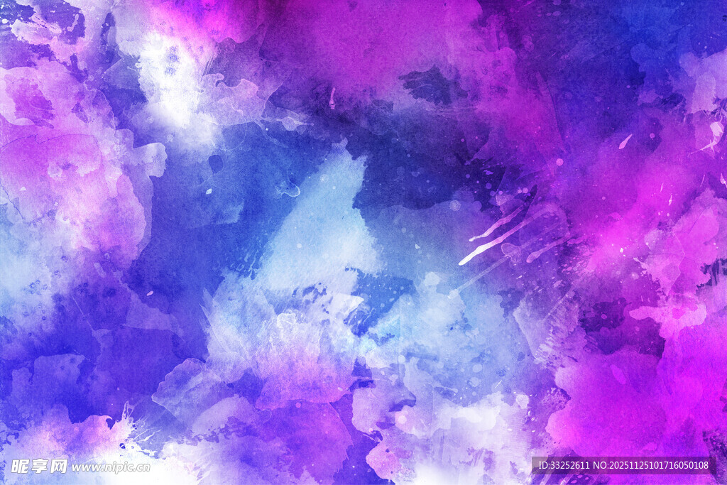 梦幻紫蓝水彩抽象背景