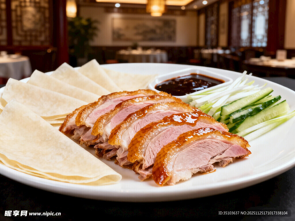 美味北京烤鸭摆盘精致