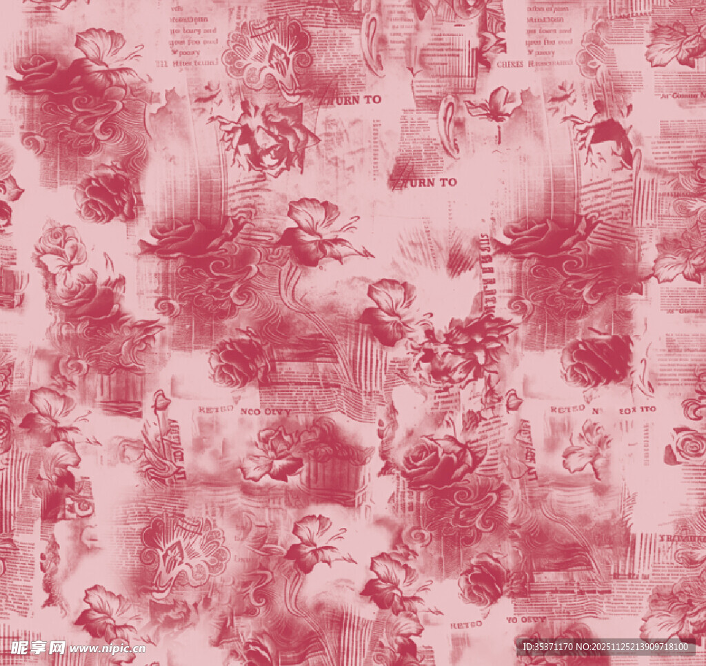 复古粉色花卉图案纹理
