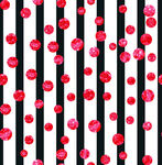 黑白条纹上的红色圆点图案