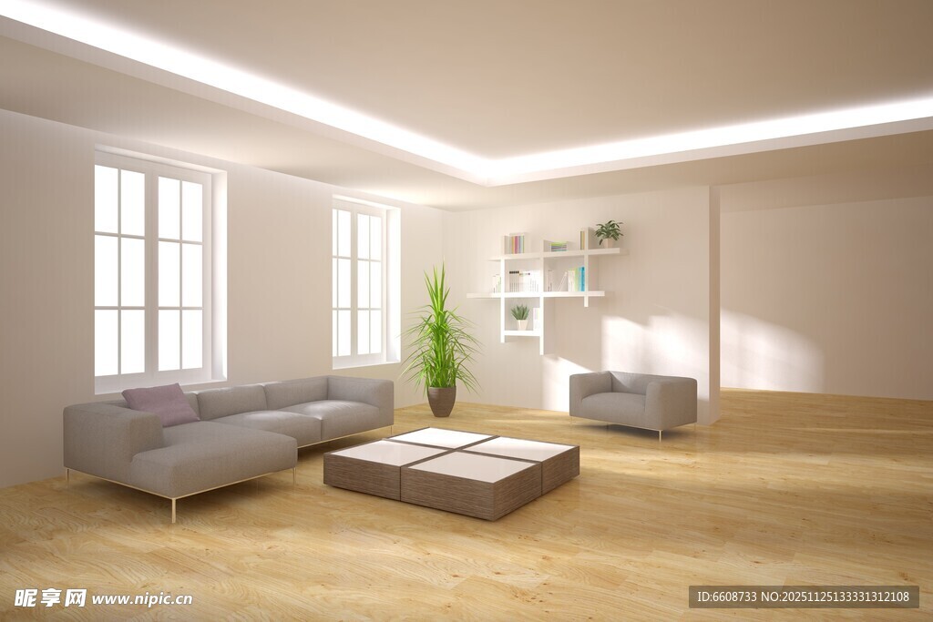 简约明亮的现代客厅空间