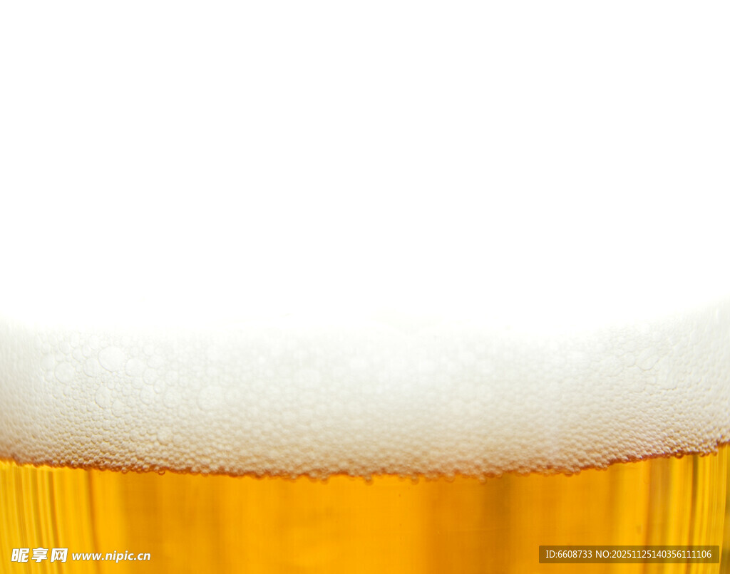 金黄啤酒泡沫特写