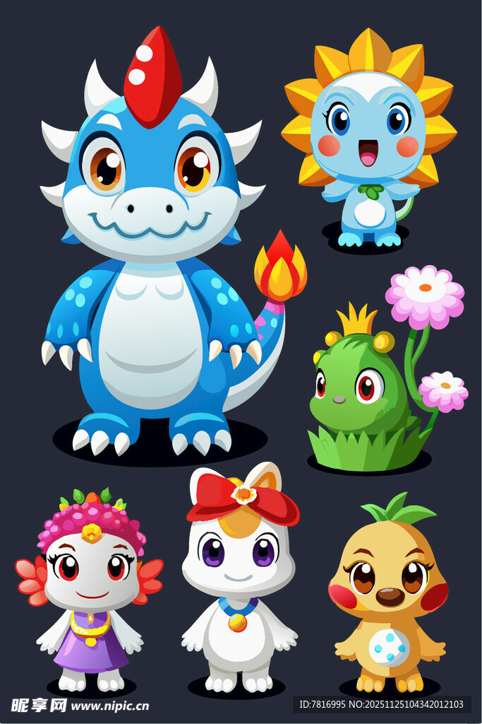 可爱卡通宠物精灵集合