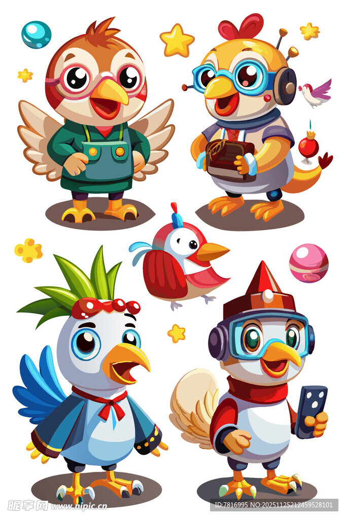可爱卡通鸟类形象集合