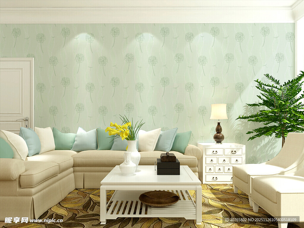 清新简约客厅家居布置