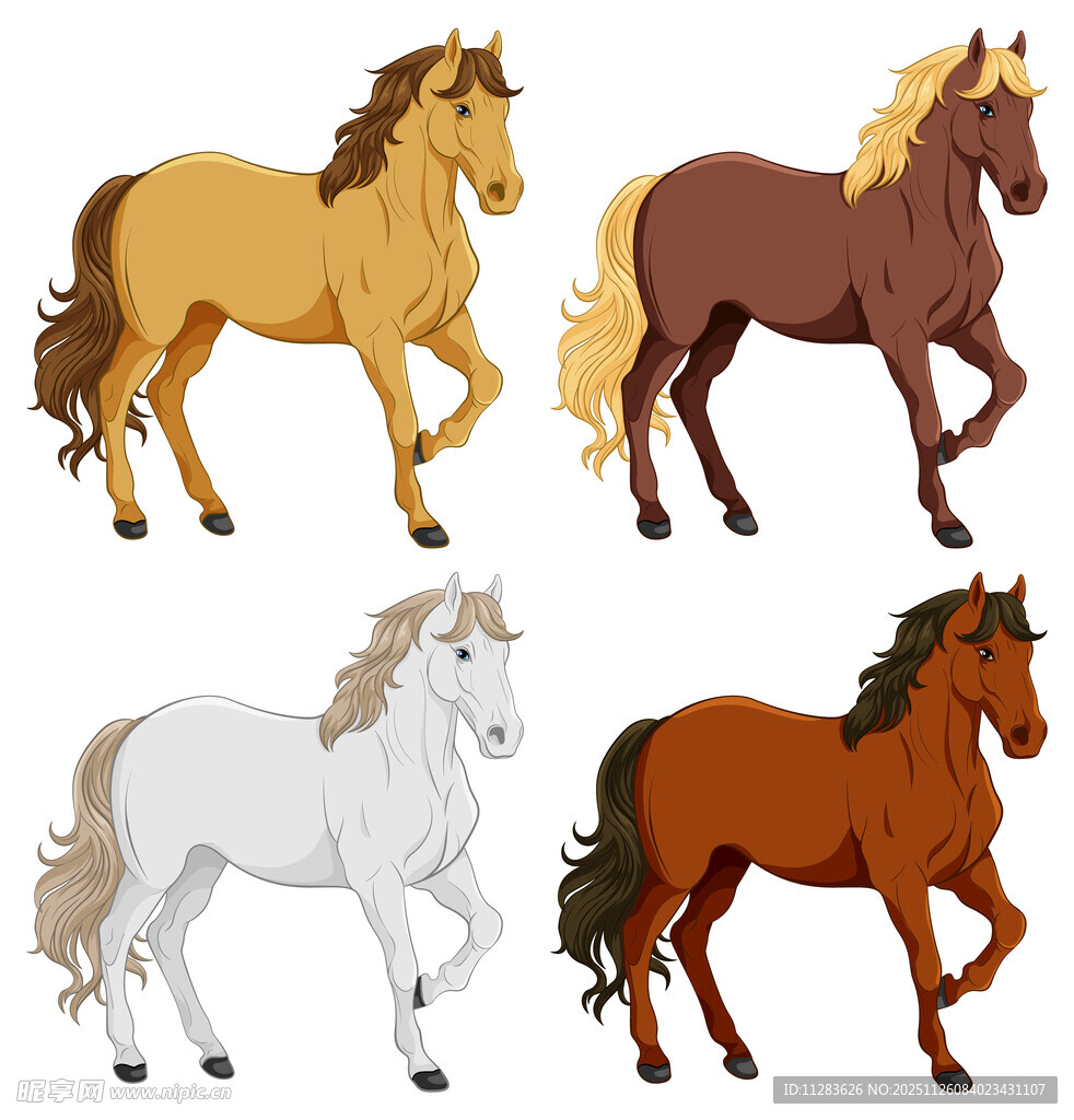 四匹奔跑的骏马