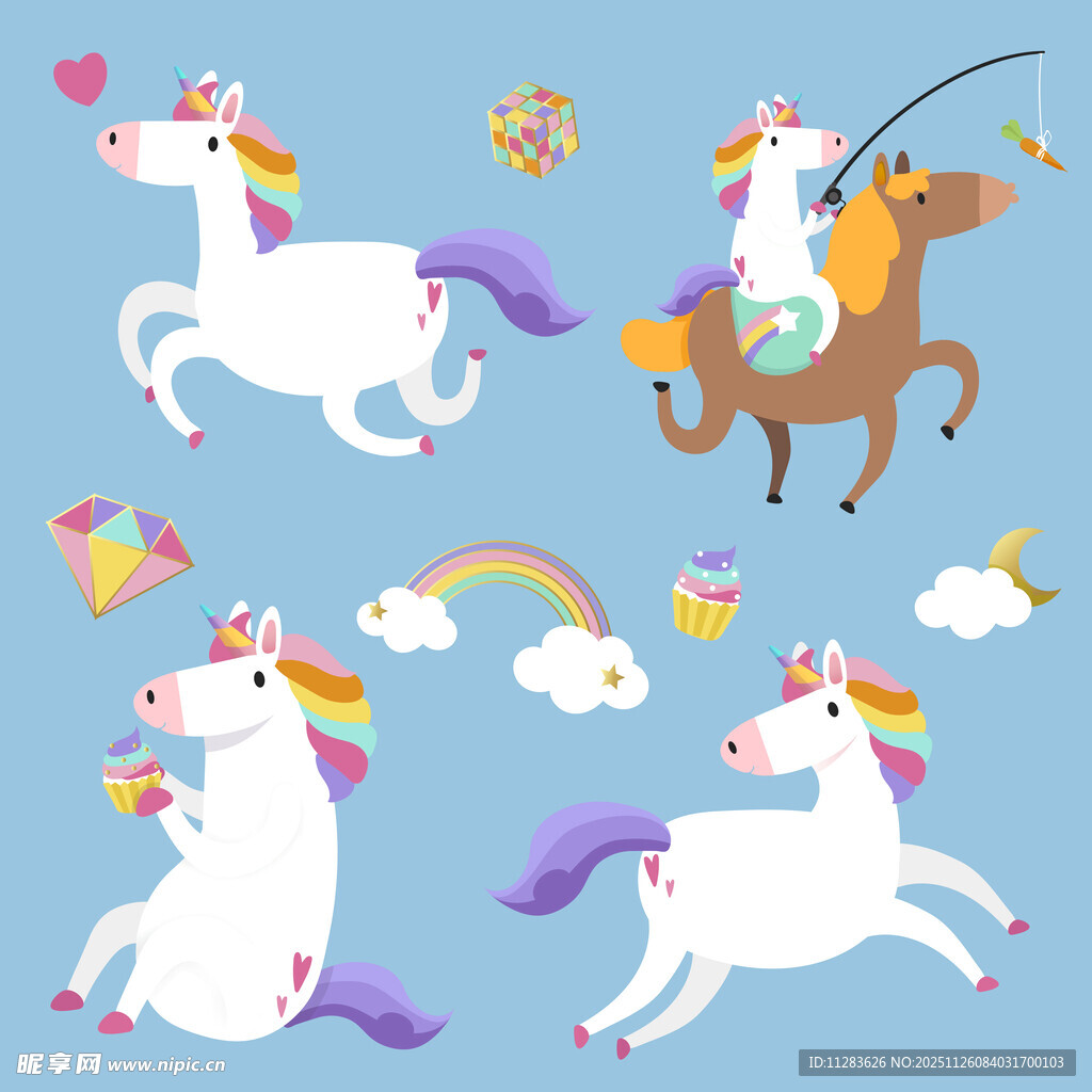 梦幻独角兽插画图案