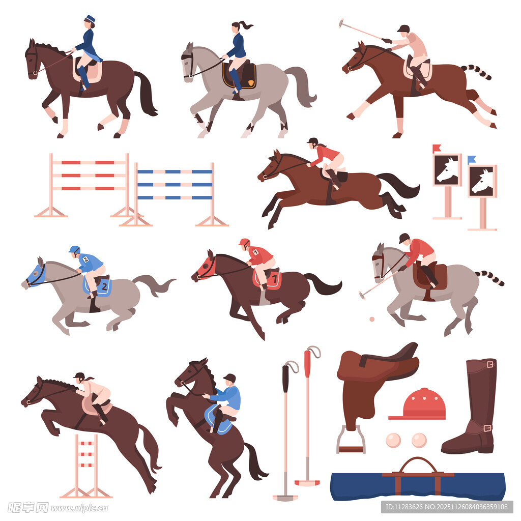 马术运动元素插画集