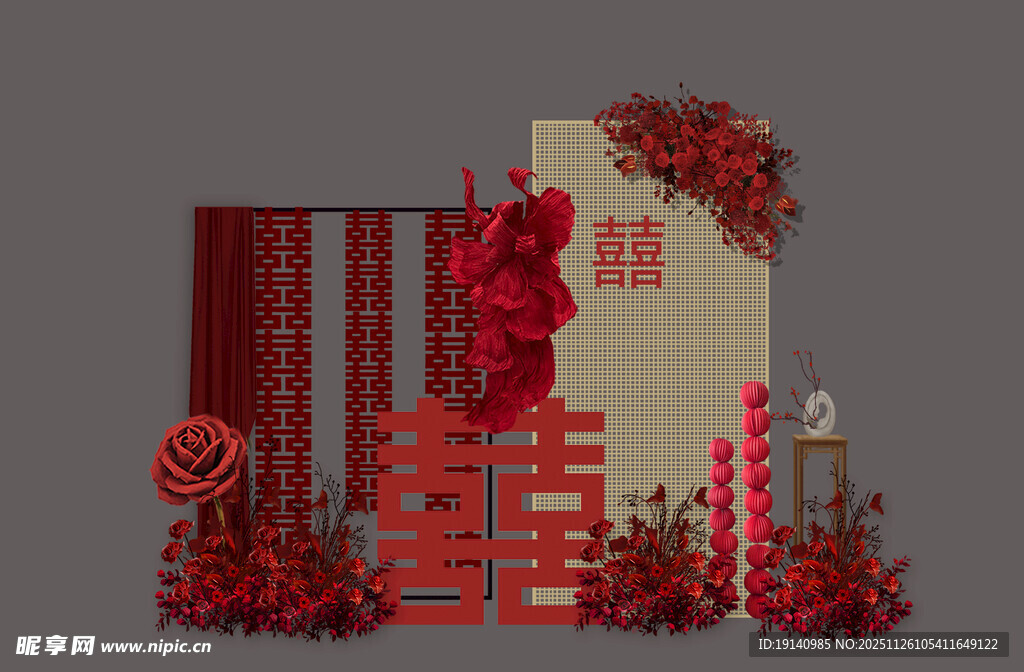 红色新房布置效果图婚礼