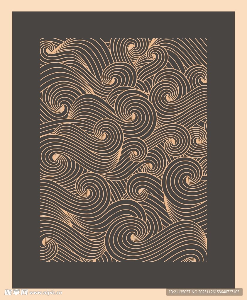 复古风金色波浪纹理图案