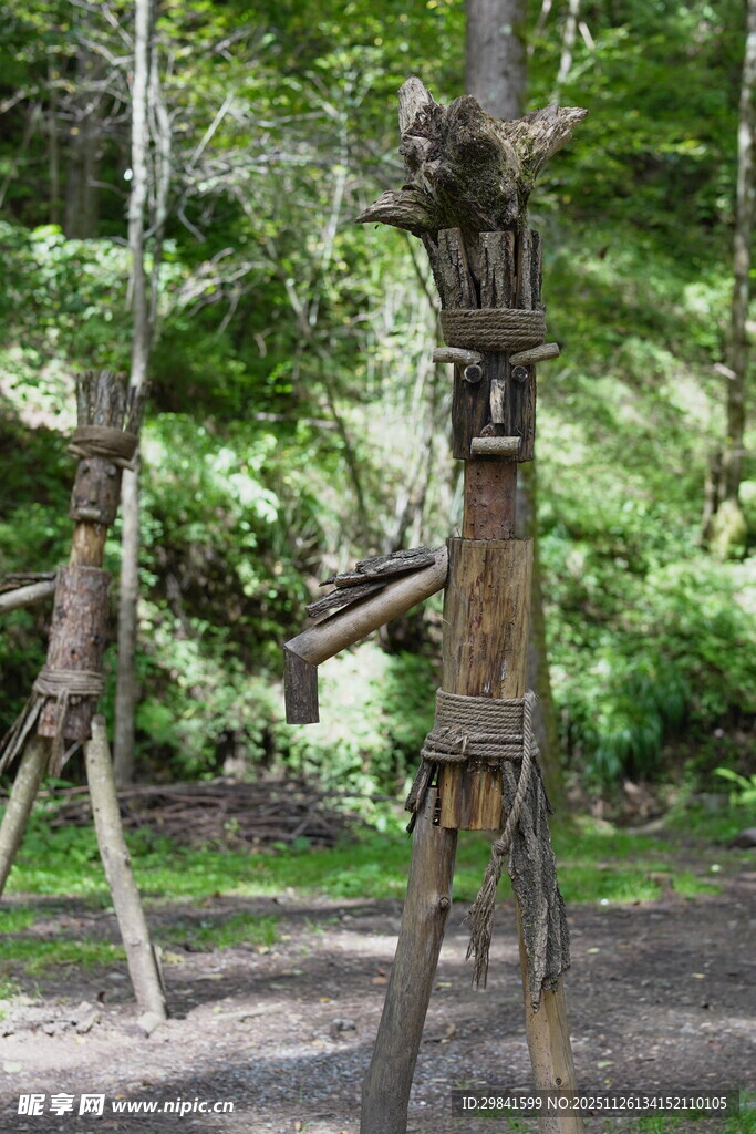 森林中的创意树装置