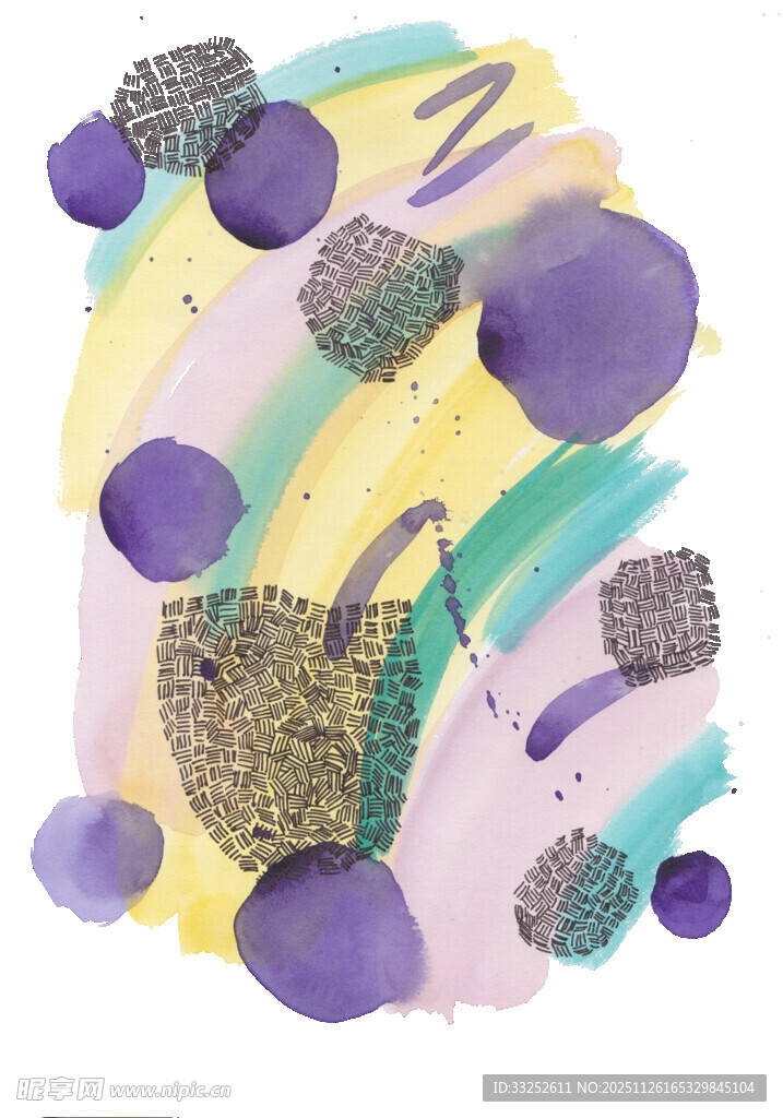 抽象多彩几何水彩图案