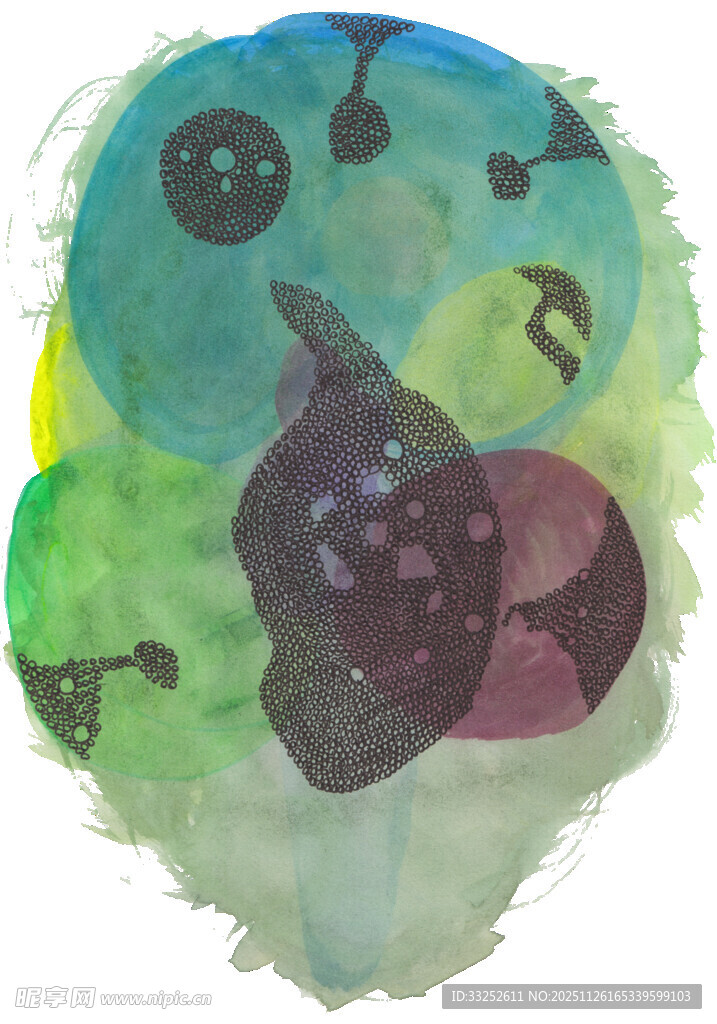 抽象水彩蔬果图案