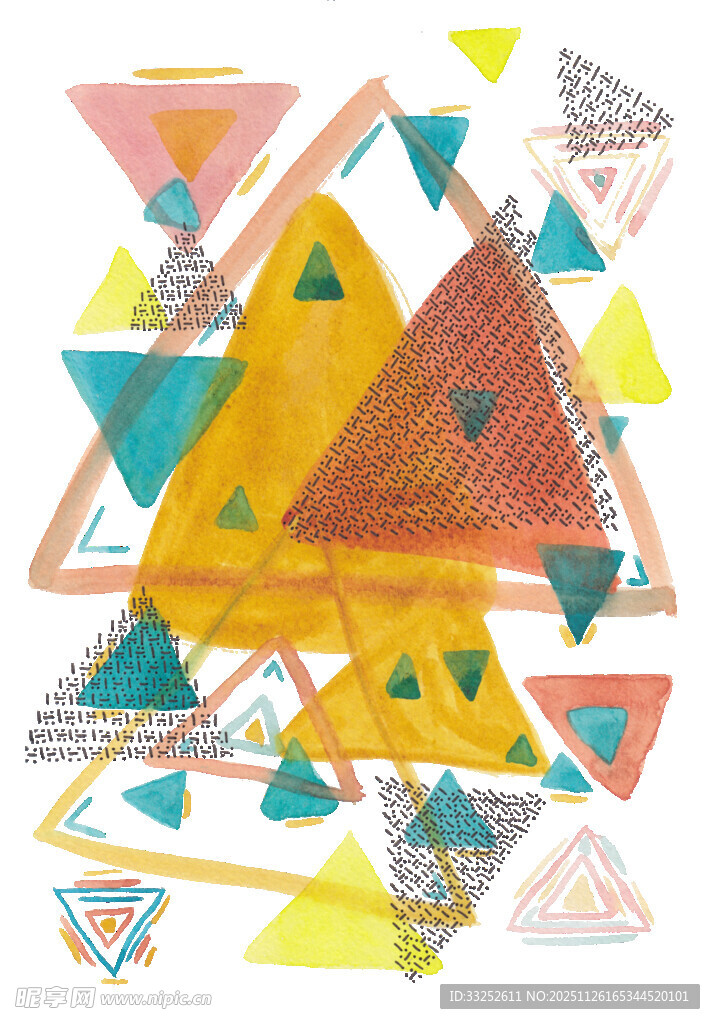 多彩几何图形抽象艺术画面