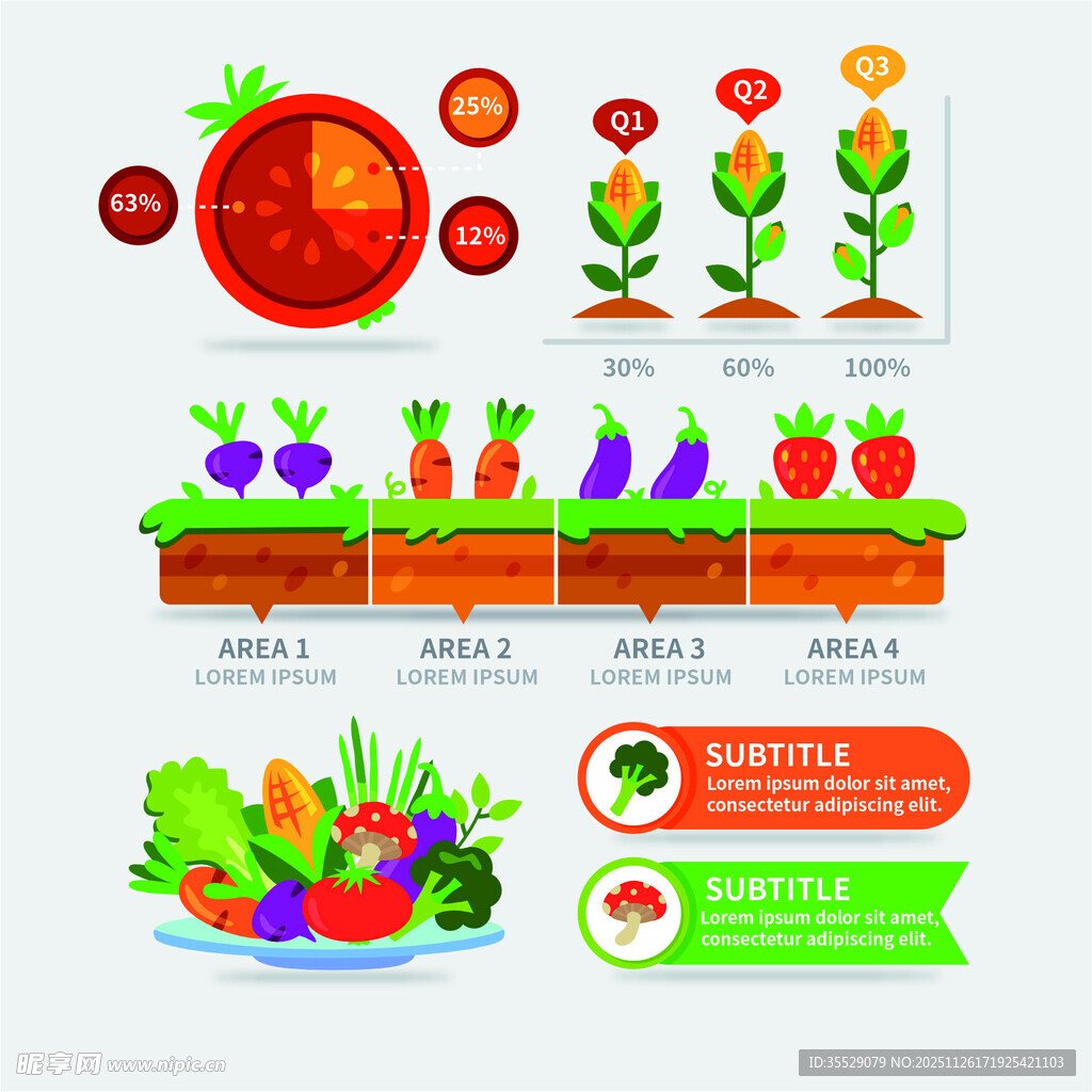 花卉信息图表元素集合
