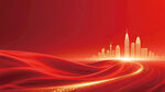 红色都市风光动感线条背景