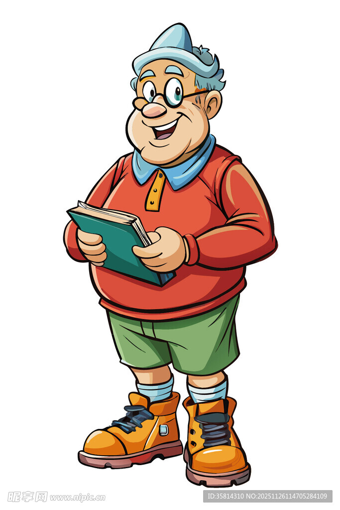 户外徒步的欢乐老人