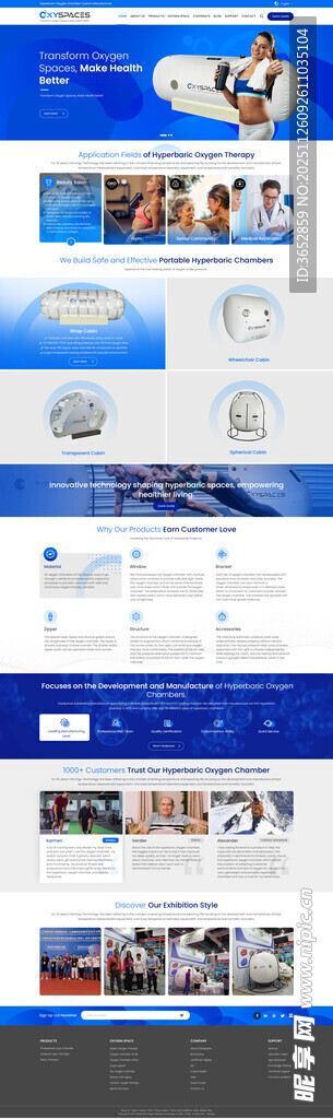 蓝色外贸独立站首页设计