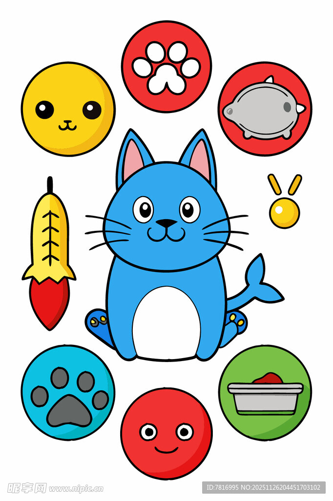 可爱卡通动物与物品图标