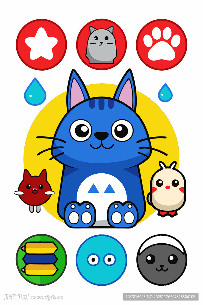 可爱蓝猫卡通形象集合