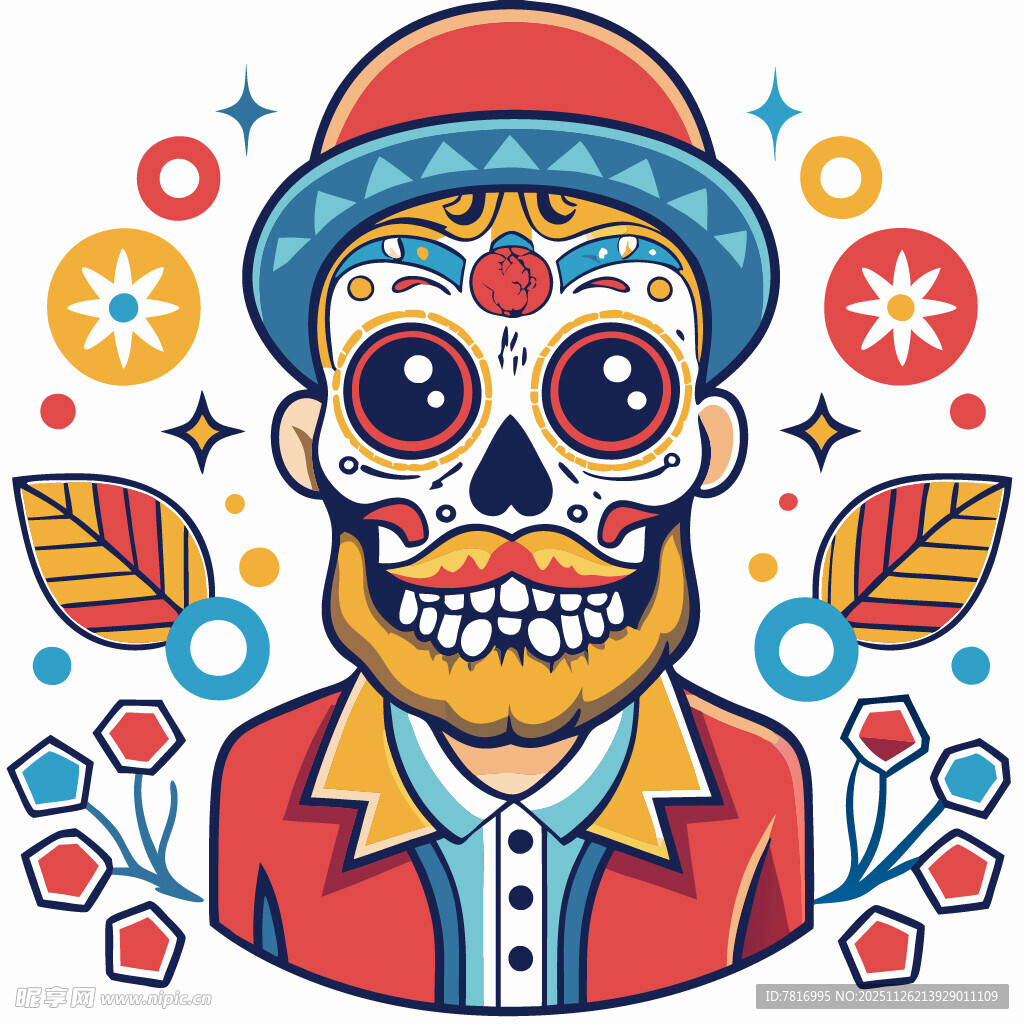 戴帽骷髅男子插画形象