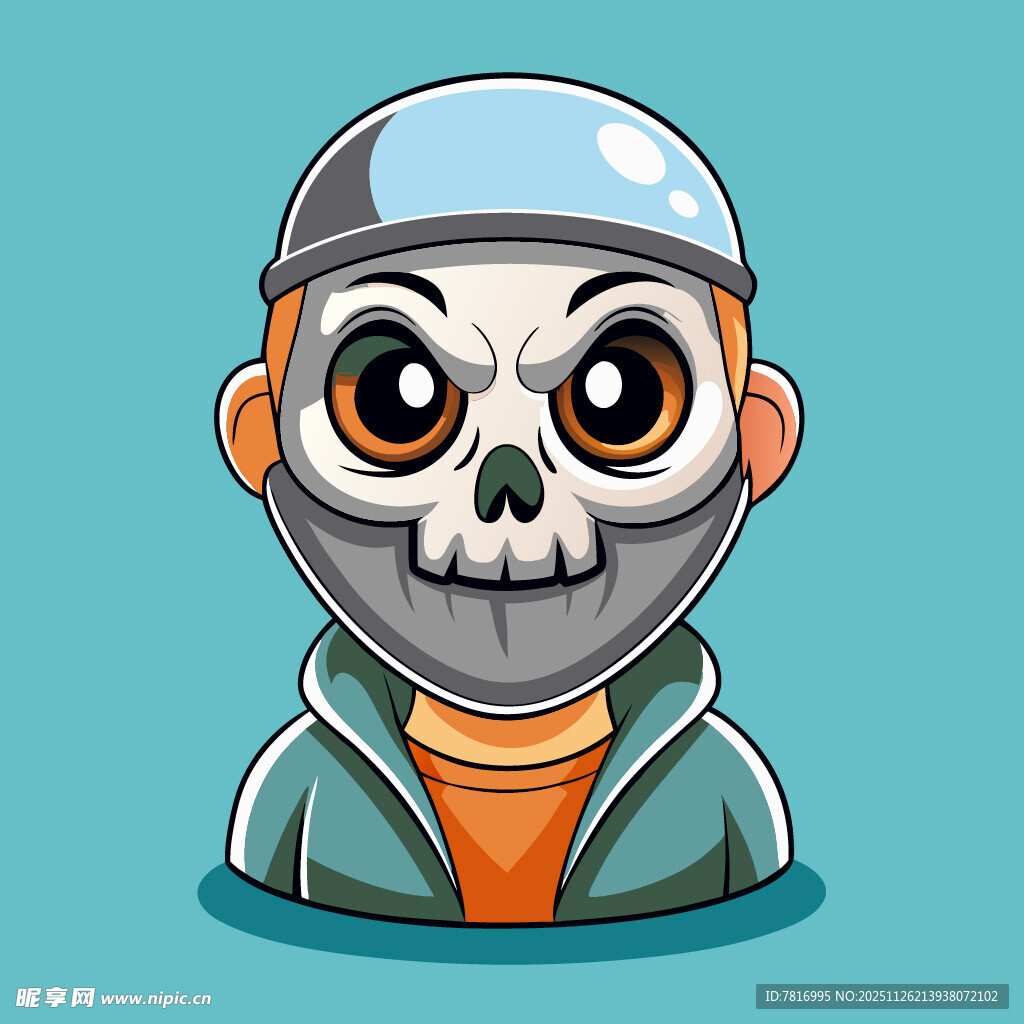 骷髅头装扮的卡通人物形象