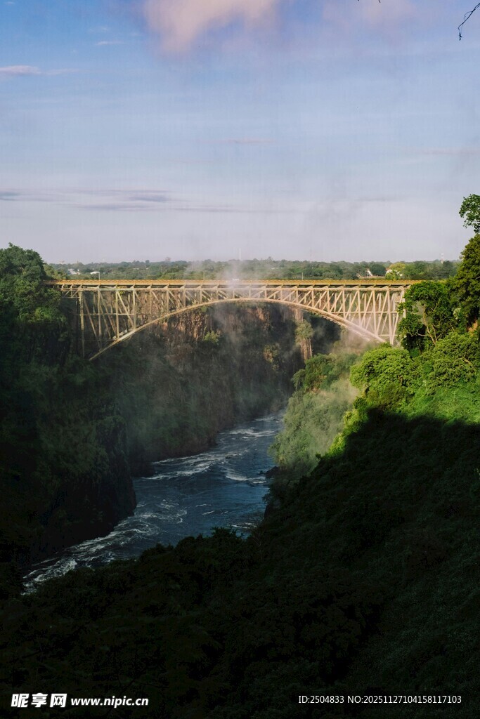 壮丽桥梁横跨葱郁河谷