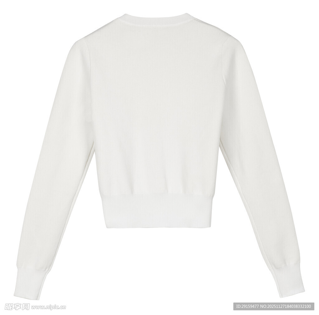 白色长袖短款针织上衣