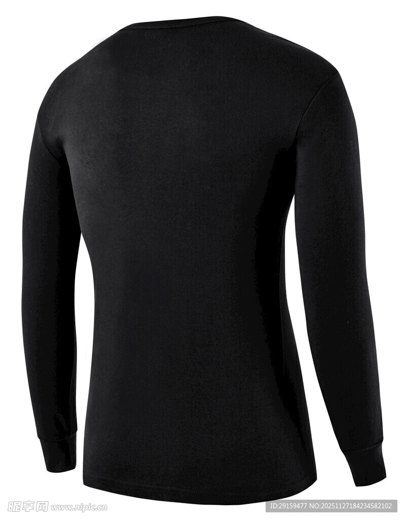 黑色长袖上衣背面展示