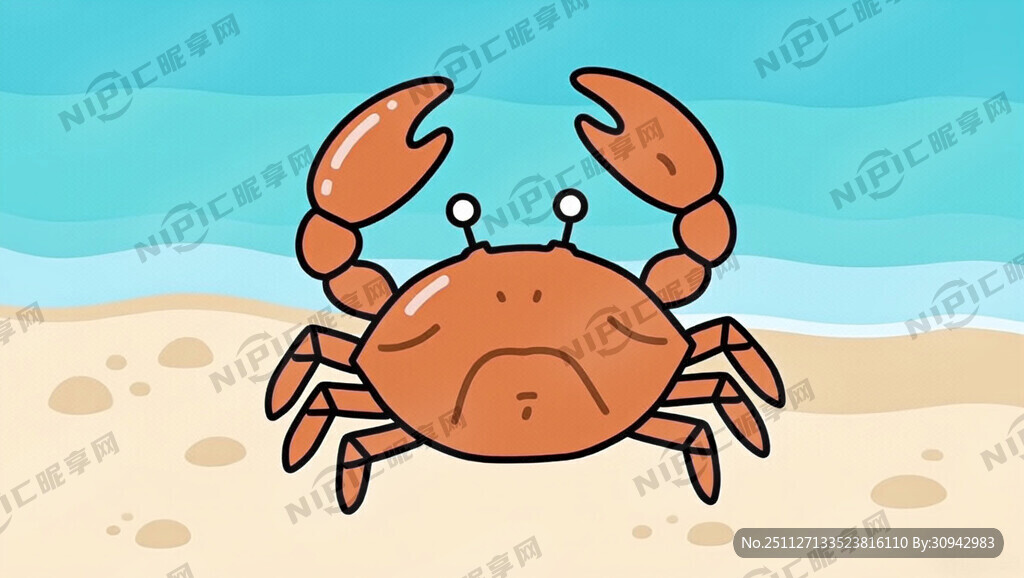 螃蟹 手绘 卡通