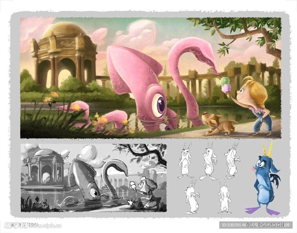 卡通风格动物与建筑拼图