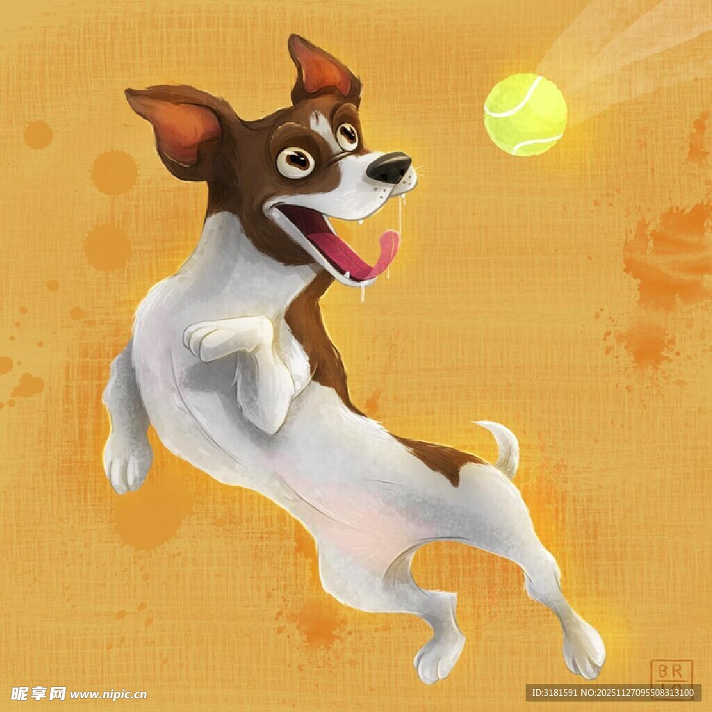 跳跃的萌犬玩黄色小球