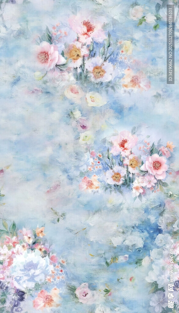 梦幻花卉水彩背景图