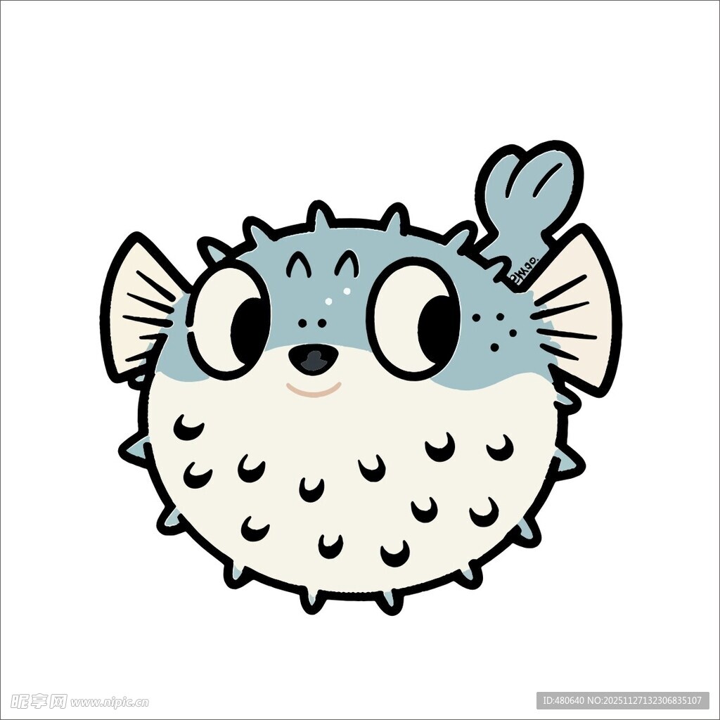 可爱卡通小刺豚形象